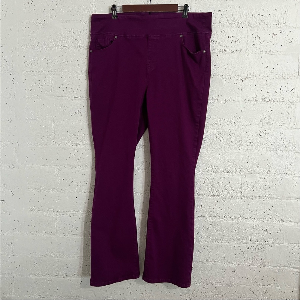 DG2 Diane Gilman Womens Plus Pants 1XT Tall Purple Pull On Legacy Stretch BS4